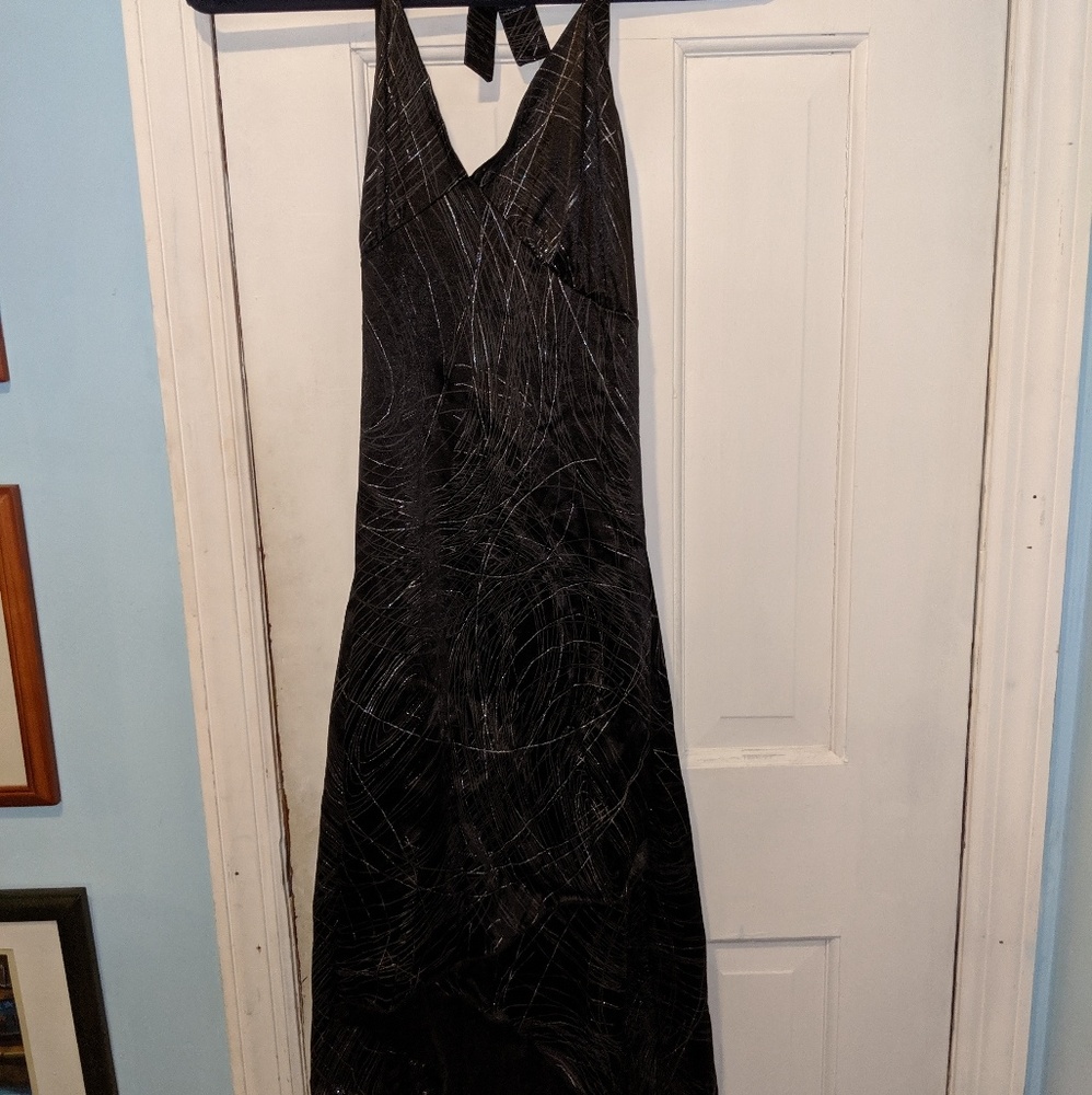 R.A.G medium black and silver halter dress